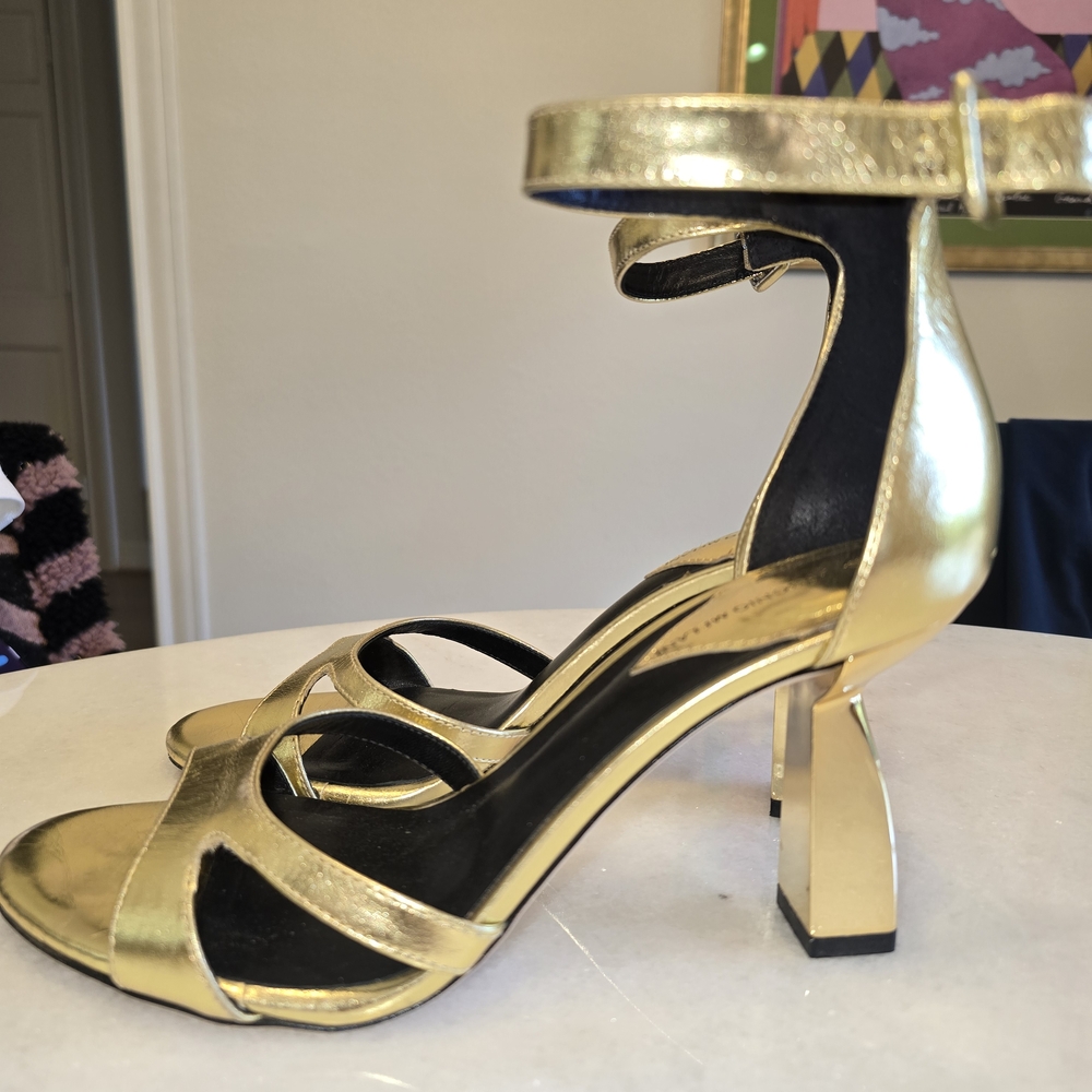 ANTONIO MELANI Metallic Gold Strappy Heels